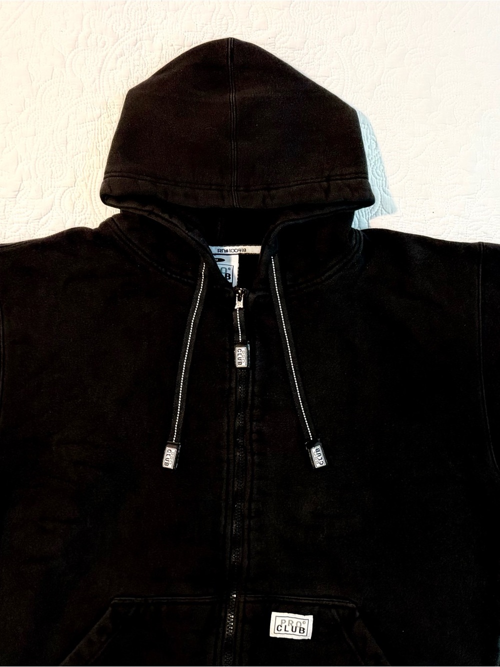 Pro Club | Heavyweight Full Zip Hooded Fleece Sweatshirt | Size Medium | Black